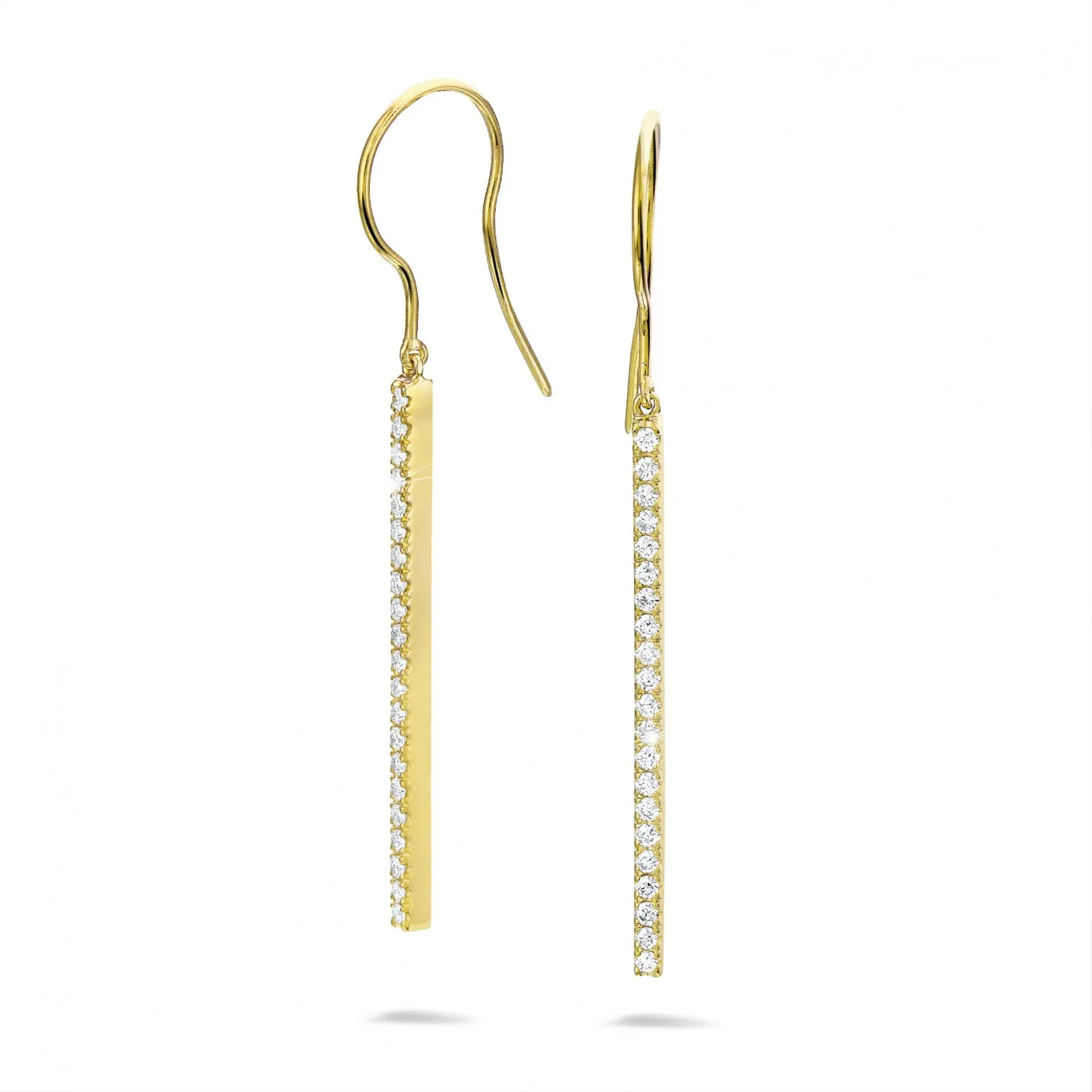 0.35 quilates pendientes diamantes de barras en oro amarillo 