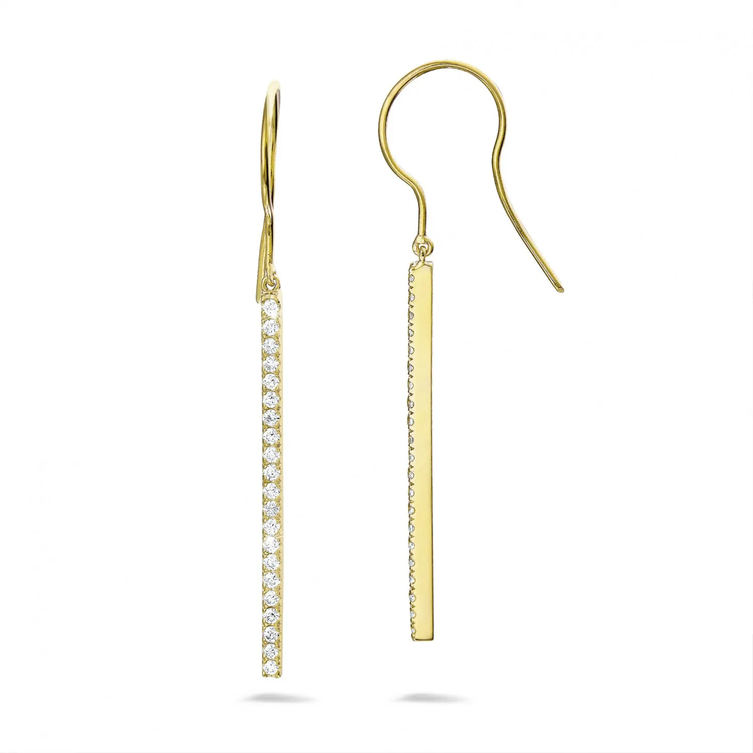0.35 quilates pendientes diamantes de barras en oro amarillo 