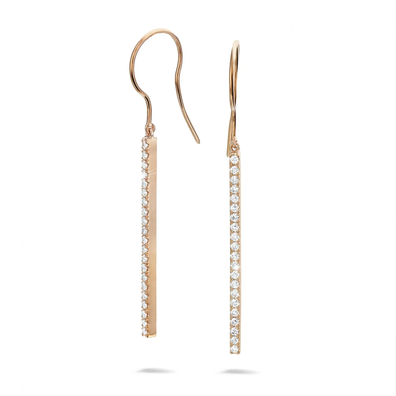 0.35 quilates pendientes diamantes de barras en oro rojo 