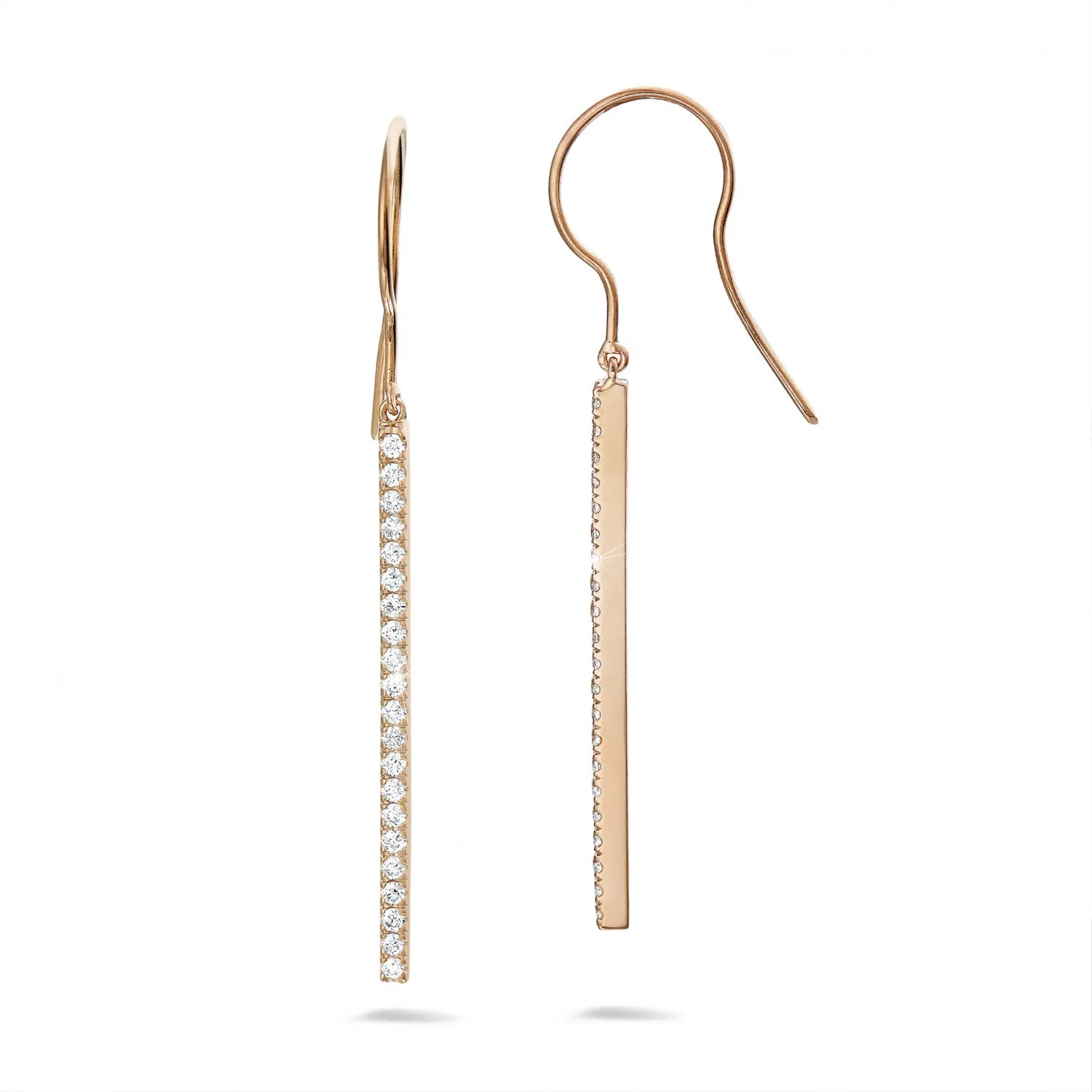 0.35 quilates pendientes diamantes de barras en oro rojo 