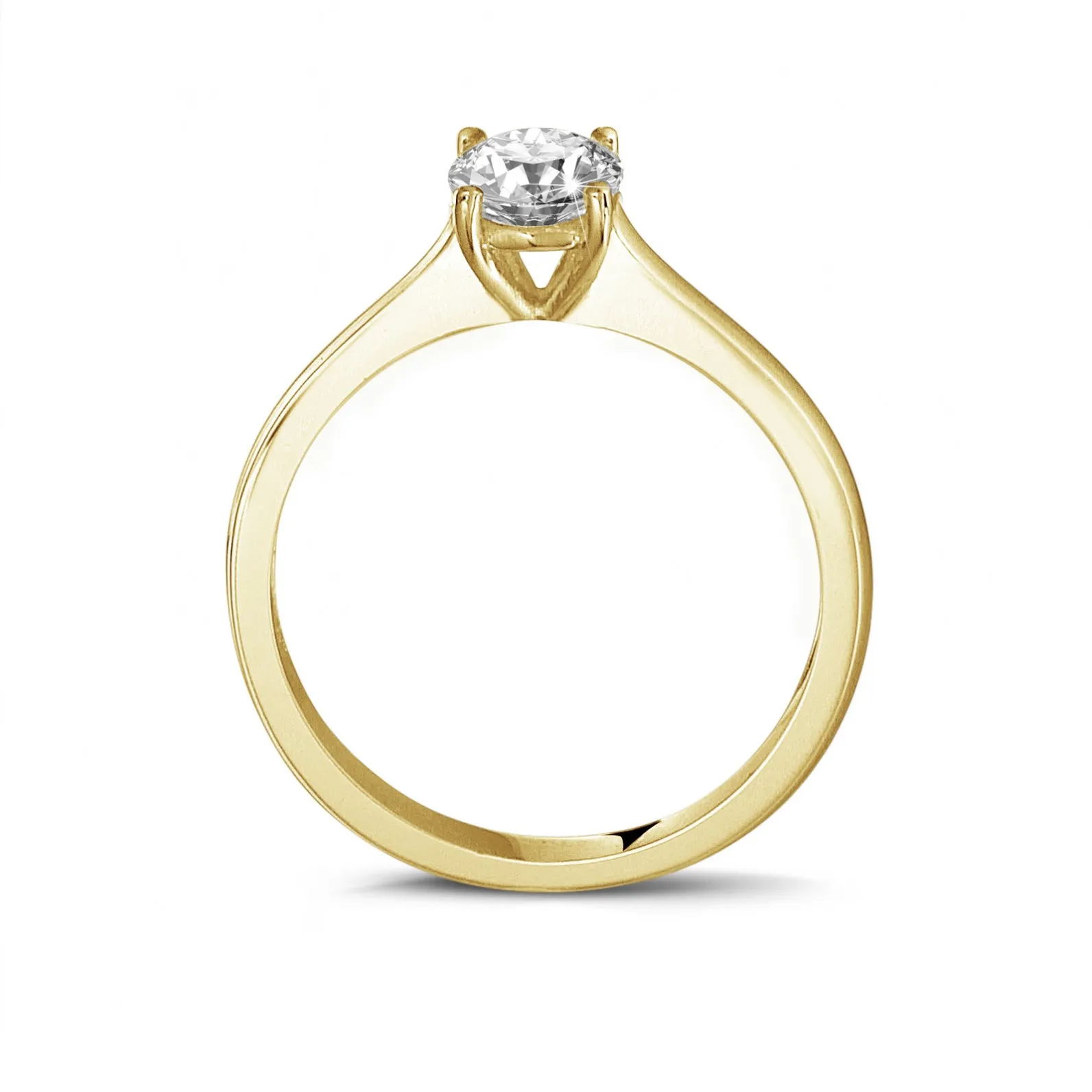 0.50 quilates anillo solitario en oro amarillo con un diamante redondo y 4 grapas 