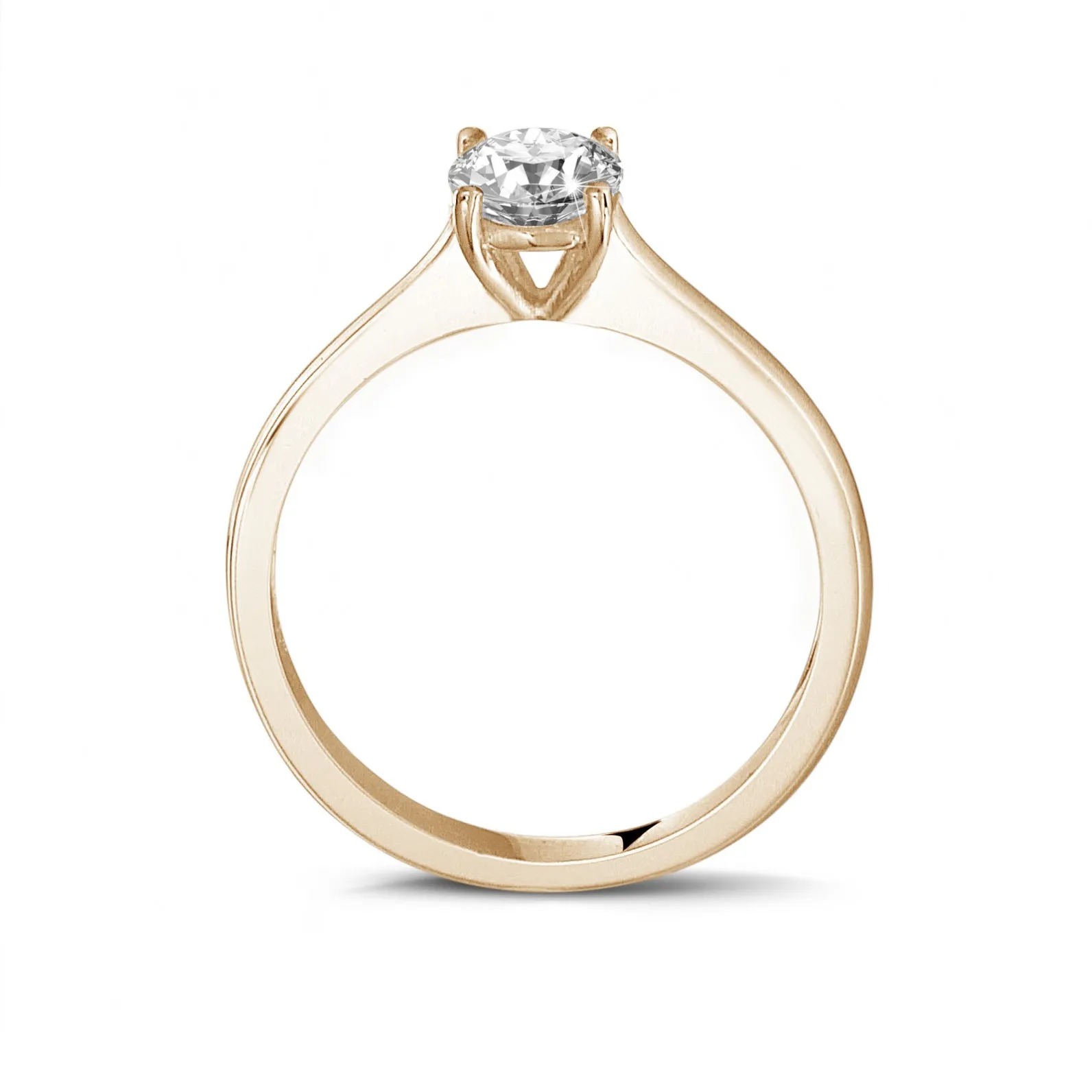 0.50 quilates anillo solitario en oro rojo con un diamante redondo y 4 grapas 