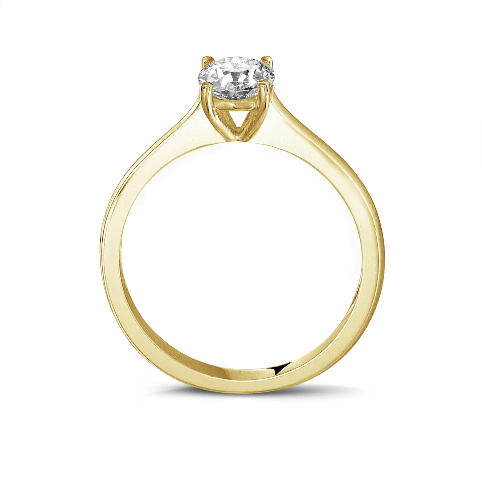 0.70 quilates anillo solitario en oro amarillo con un diamante redondo y 4 grapas 