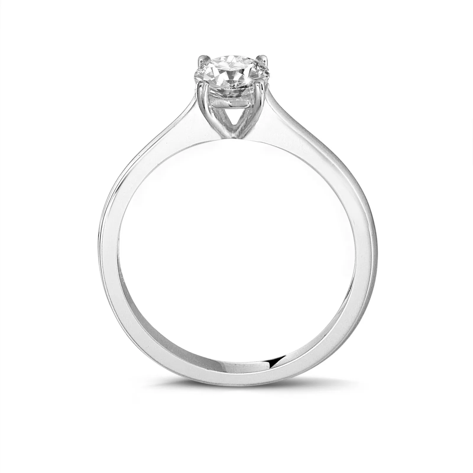 0.70 quilates anillo solitario en platino con un diamante redondo y 4 grapas 