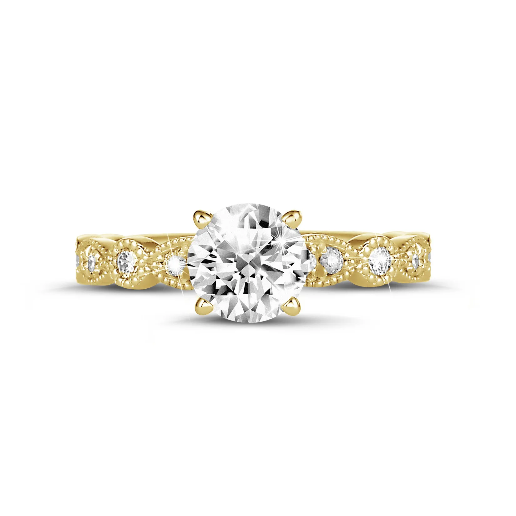 1.00 quilates anillo solitario apilable de oro amarillo con un diamante redondo con diseño marquesa 