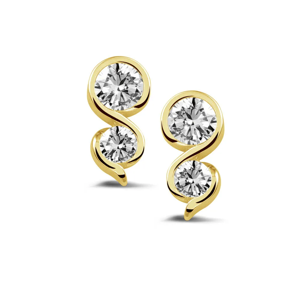 1.00 quilates pendientes diamantes en oro amarillo 