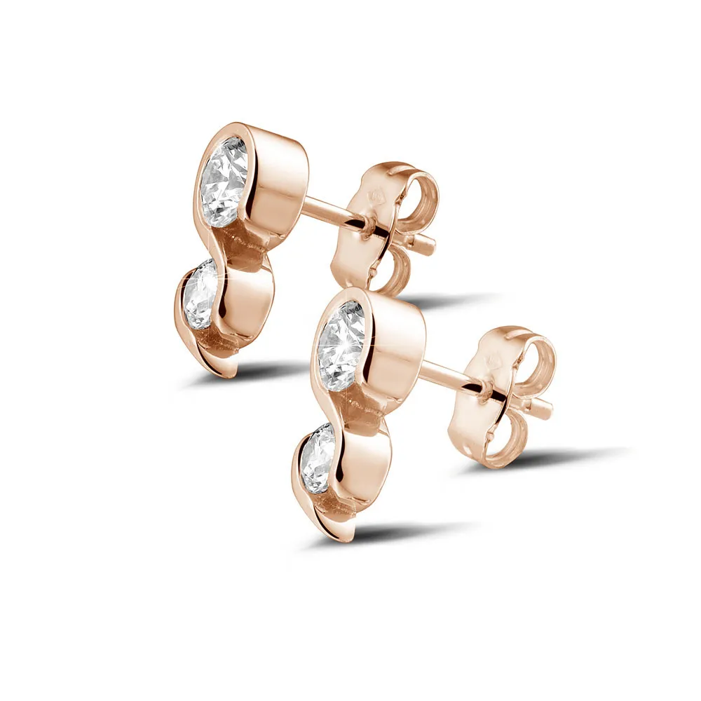 1.00 quilates pendientes diamantes en oro rojo 