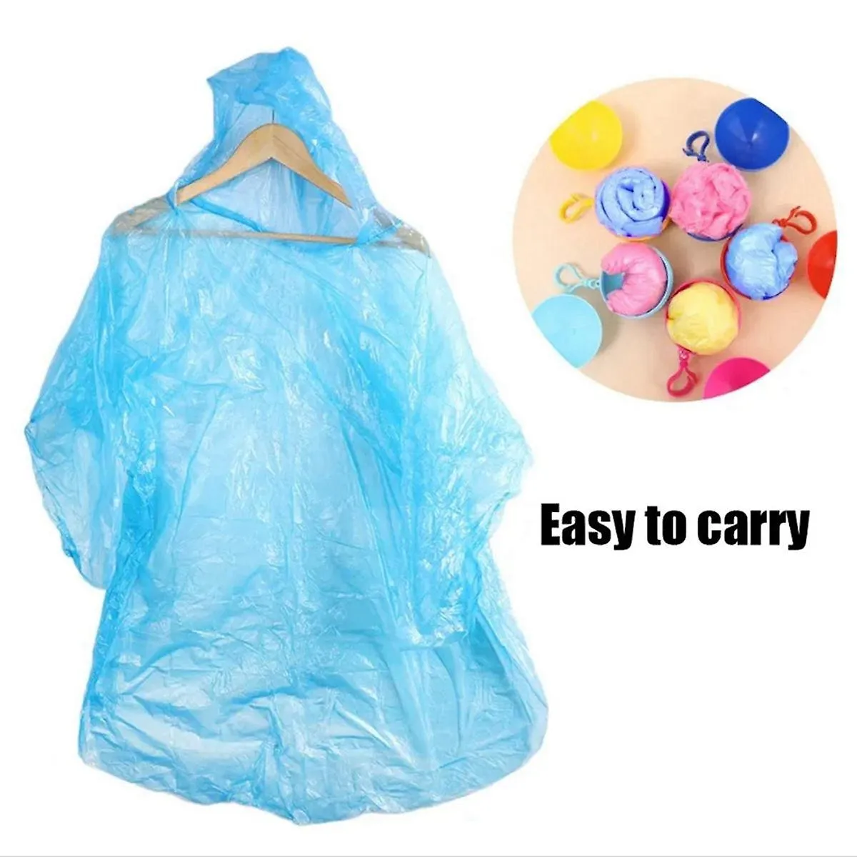 10PCS RAINCOAT BALL WITH HOOK DISPOSABLE THICKENED OUTDOOR EMERGENCY COATS WATERPROOF RAIN PONCHOS
