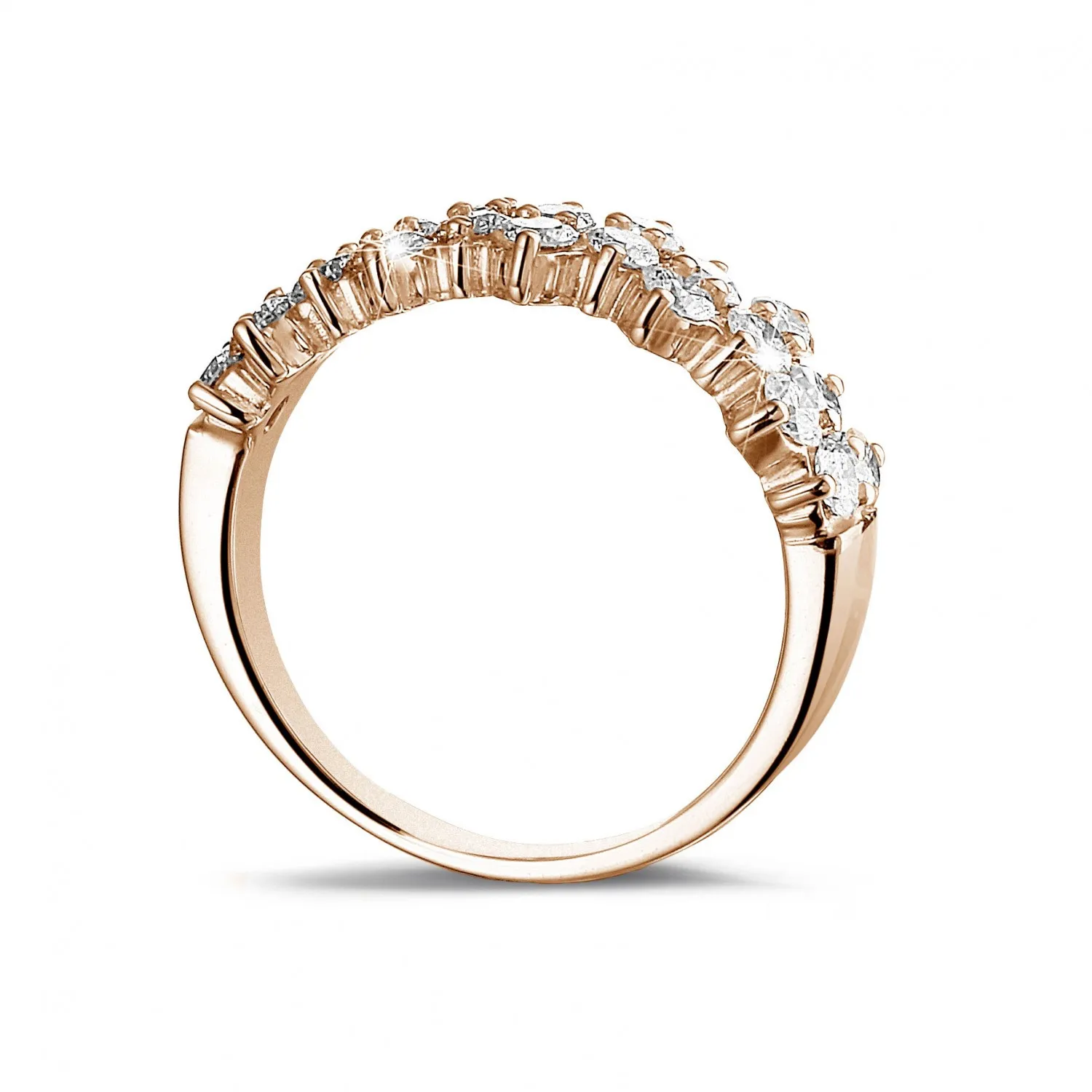 1.20 quilates alianza en oro rosa con diamantes redondos 