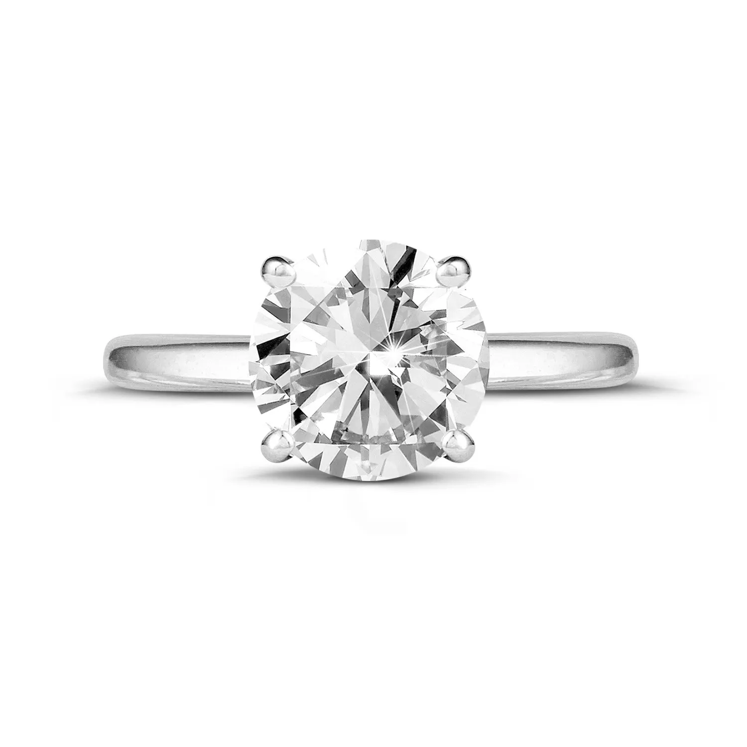 2.00 quilates anillo solitario en oro blanco con un diamante redondo y 4 grapas 