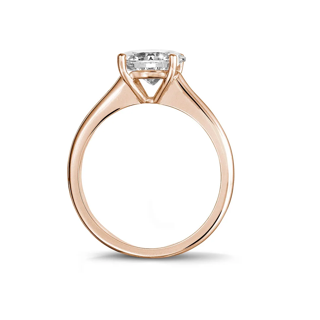 2.00 quilates anillo solitario en oro rojo con un diamante redondo y 4 grapas 
