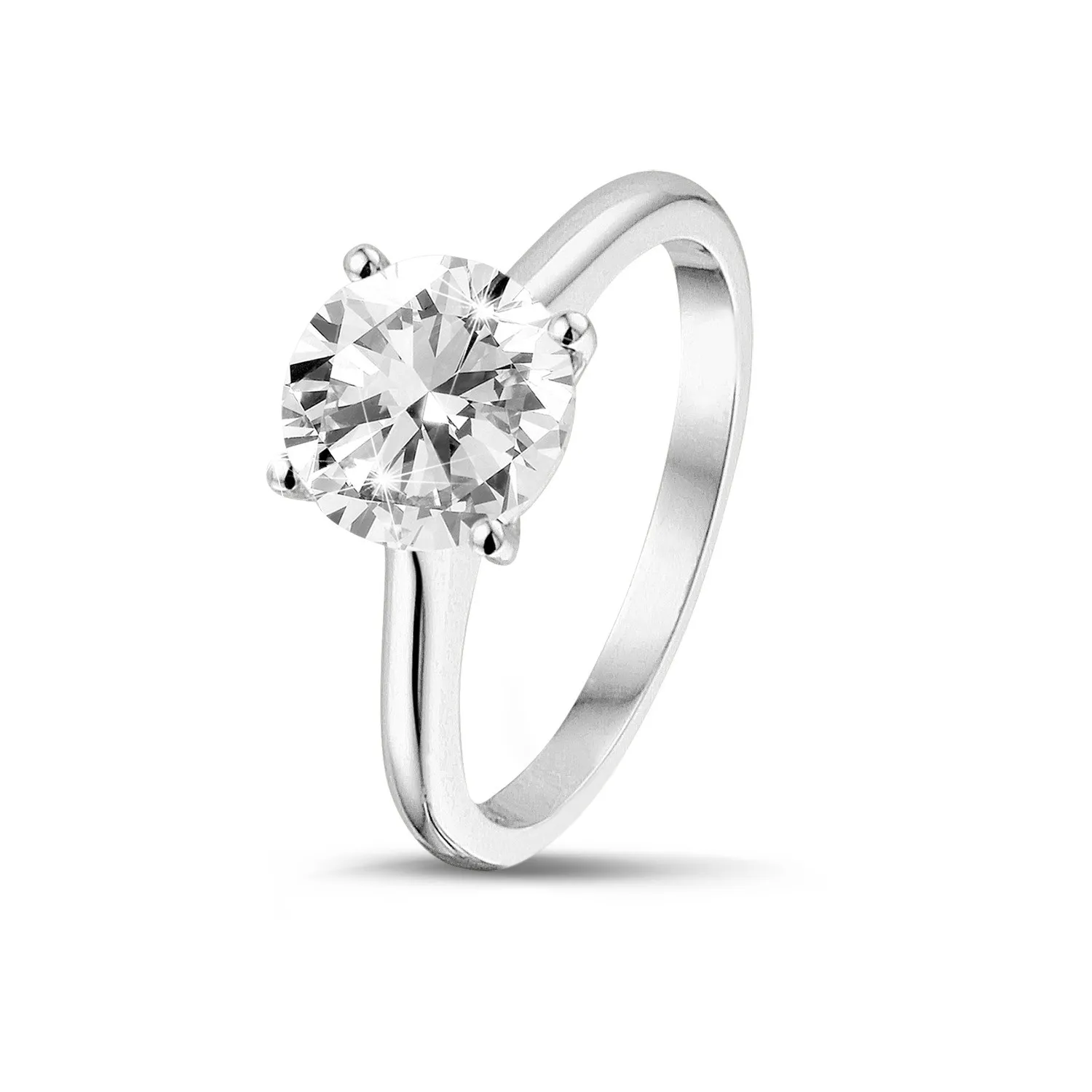 2.00 quilates anillo solitario en platino con un diamante redondo y 4 grapas 