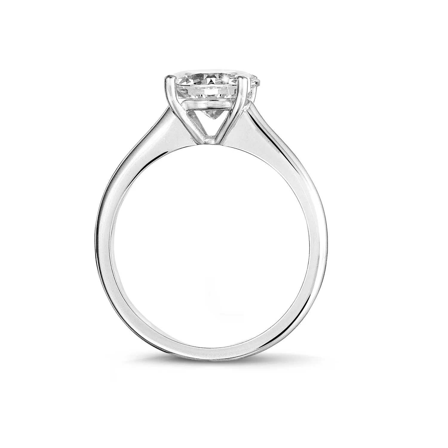 2.00 quilates anillo solitario en platino con un diamante redondo y 4 grapas 