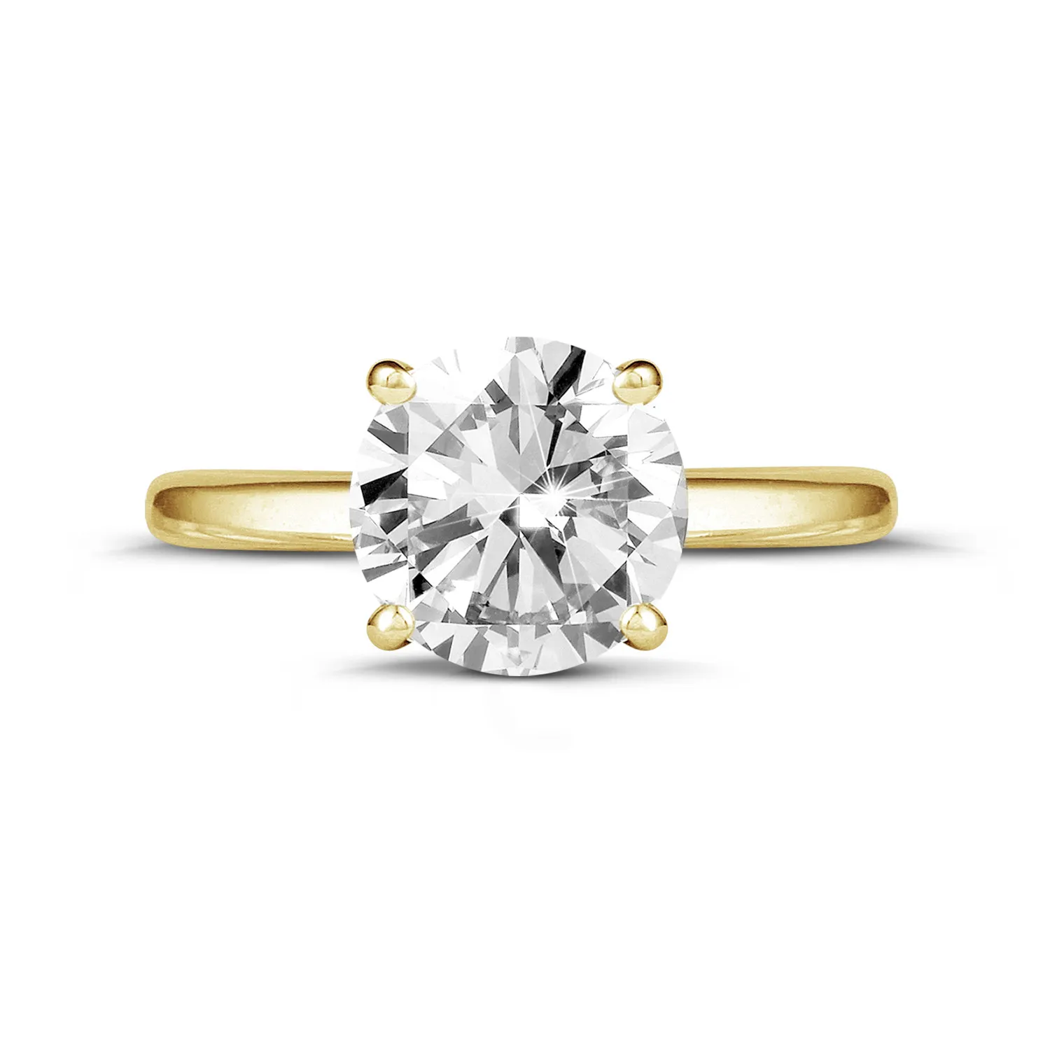2.50 quilates anillo solitario en oro amarillo con un diamante redondo y 4 grapas 