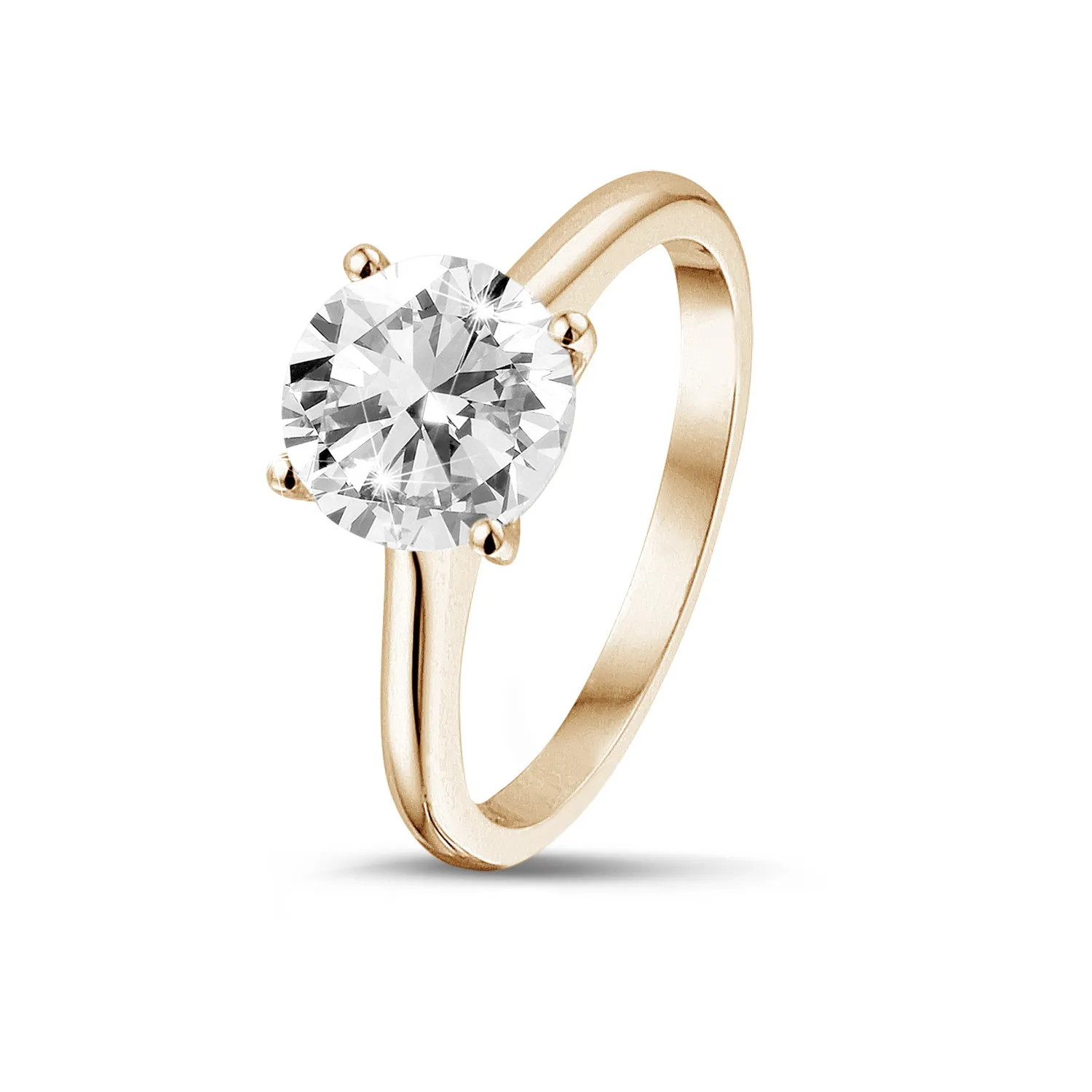 3.00 quilates anillo solitario en oro rojo con un diamante redondo y 4 grapas 