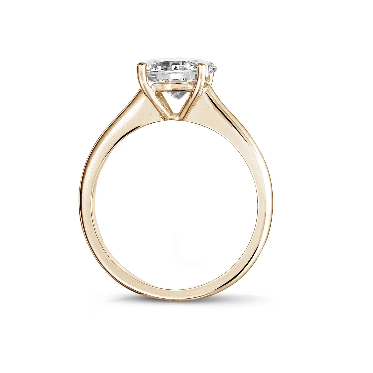 3.00 quilates anillo solitario en oro rojo con un diamante redondo y 4 grapas 