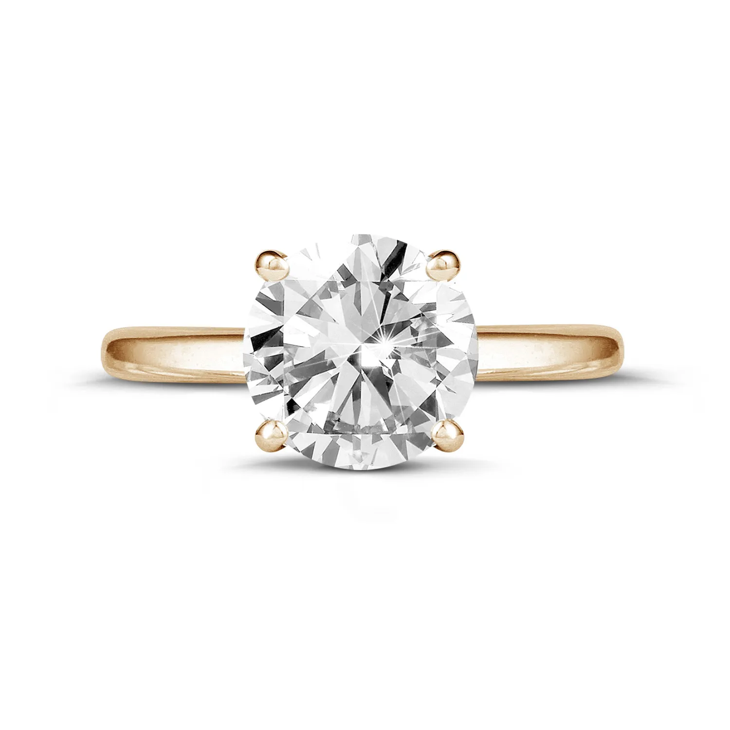 3.00 quilates anillo solitario en oro rojo con un diamante redondo y 4 grapas 
