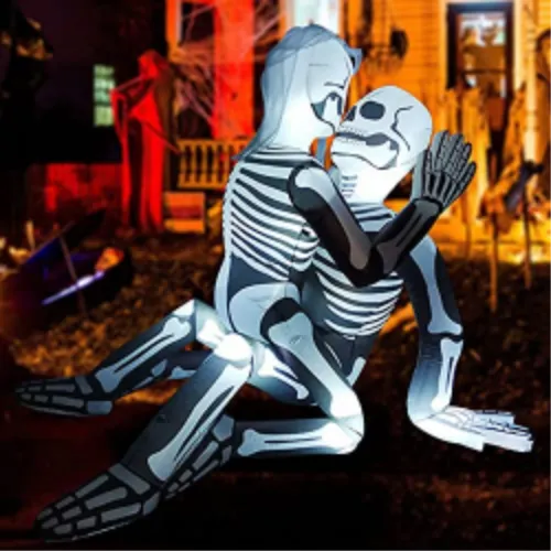 5.5 FT Halloween Inflatable Outdoor Skeleton Couple Lovers