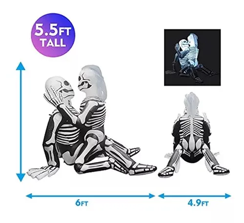 5.5 FT Halloween Inflatable Outdoor Skeleton Couple Lovers