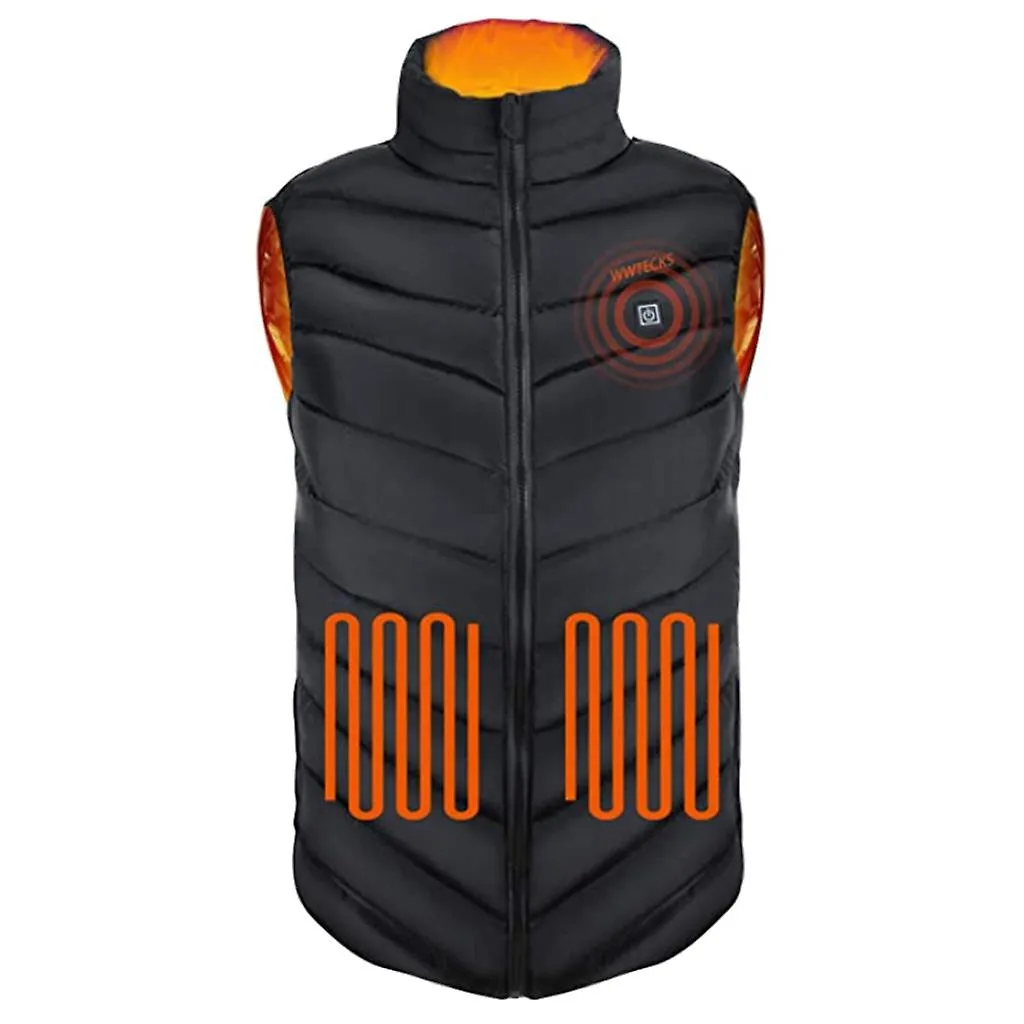  6 Areas Men Winter Electric Heated Vest Stand Collar Usb Heating Sleeveless Zipper For Jacket Outdoor Fishing Hunting Thermal W