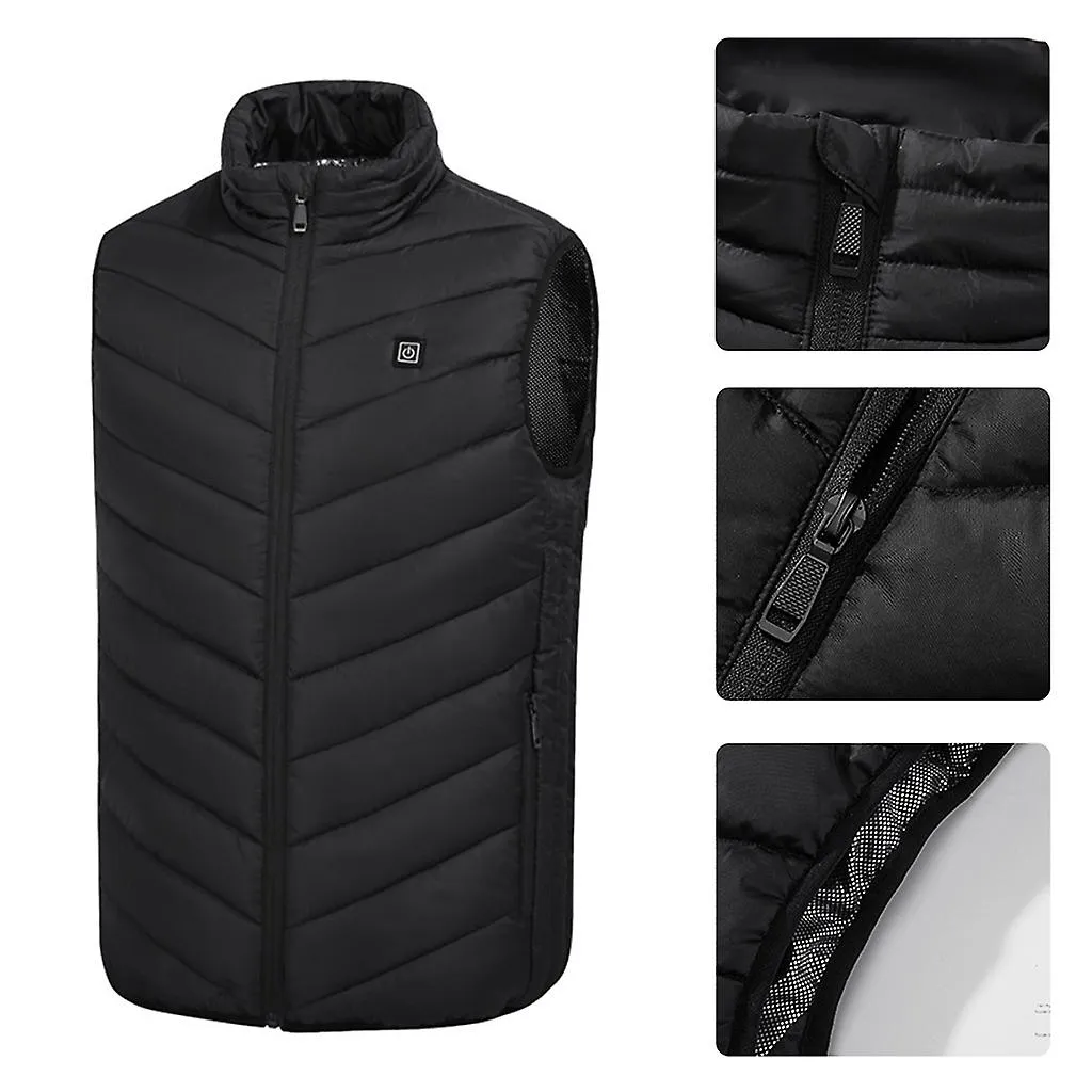  6 Areas Men Winter Electric Heated Vest Stand Collar Usb Heating Sleeveless Zipper For Jacket Outdoor Fishing Hunting Thermal W