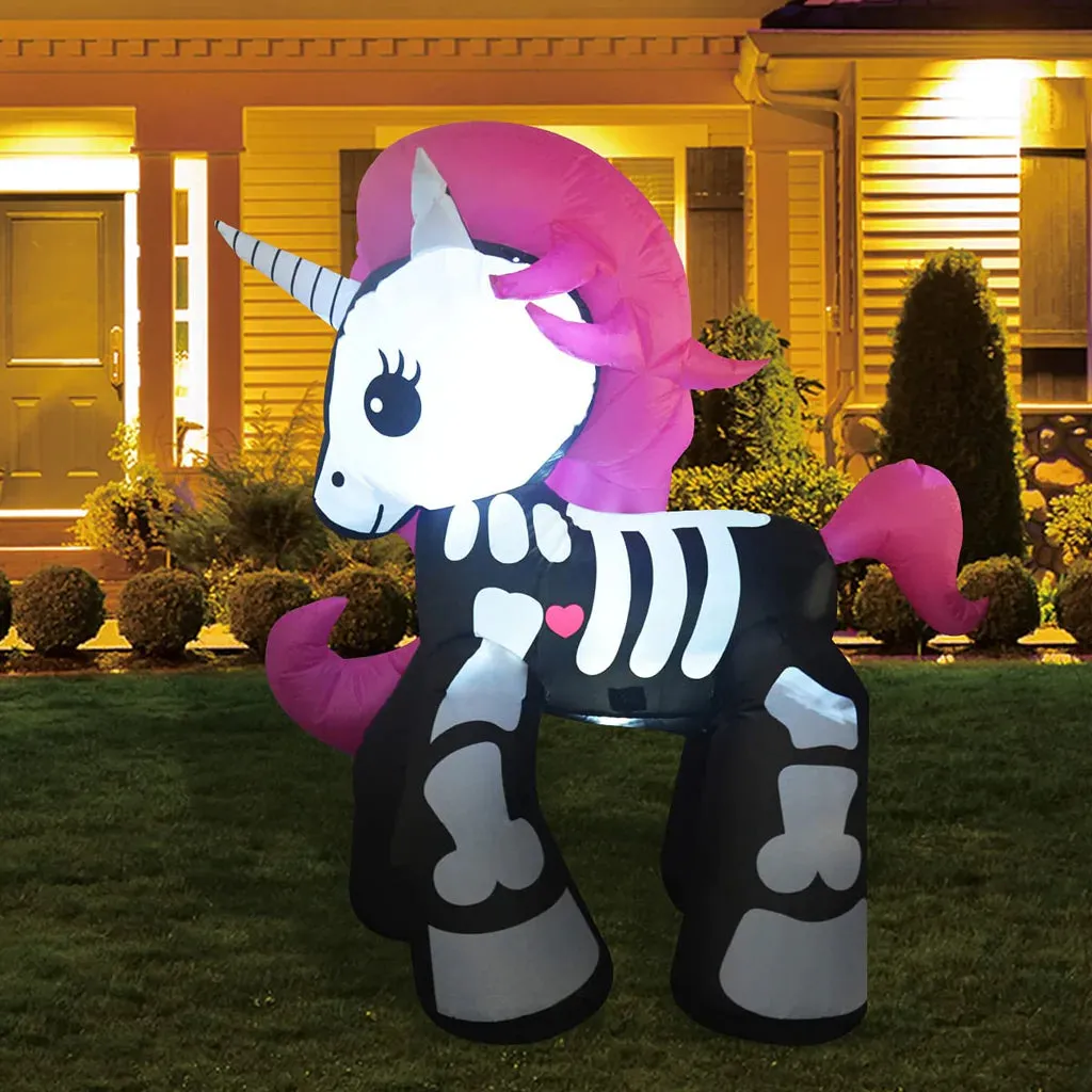 6FT Height Halloween Inflatables Outdoor Skeleton Unicorn