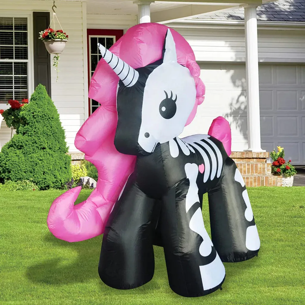 6FT Height Halloween Inflatables Outdoor Skeleton Unicorn