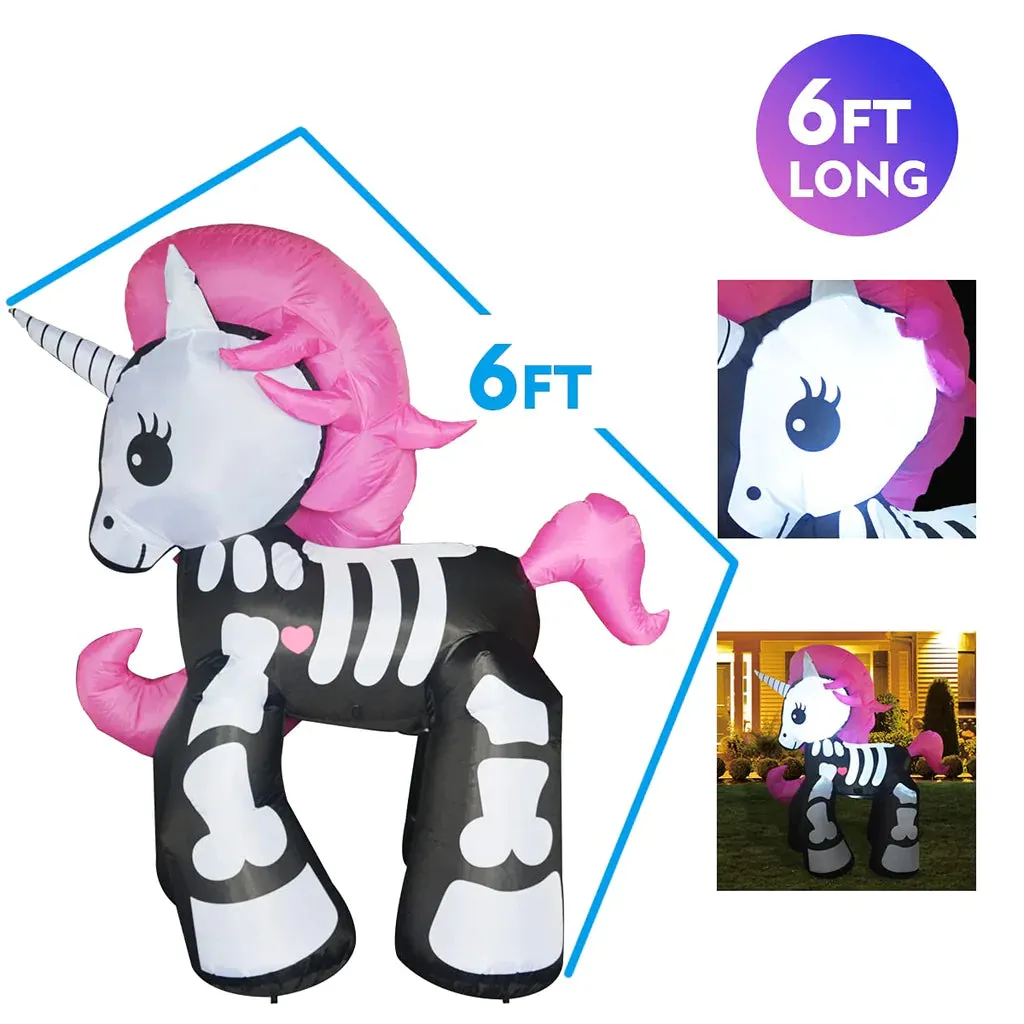 6FT Height Halloween Inflatables Outdoor Skeleton Unicorn