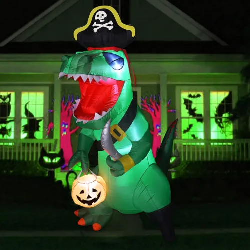 7 FT Tall Halloween Inflatables Outdoor Pirate Dinosaur