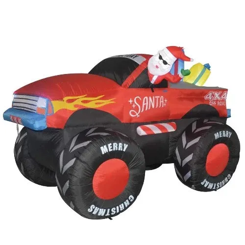 7.5 FT Length Christmas Inflatable Outdoor Santa Claus Driving a Truck
