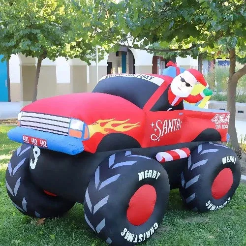7.5 FT Length Christmas Inflatable Outdoor Santa Claus Driving a Truck