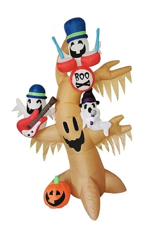 8 FT Halloween Inflatable Outdoor Ghost Tree with Pumpkin
