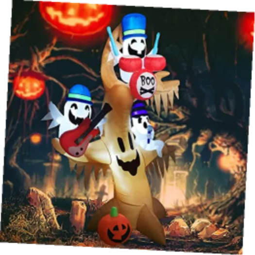 8 FT Halloween Inflatable Outdoor Ghost Tree with Pumpkin