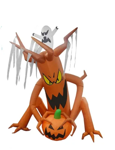 8 FT Height Halloween Inflatable Outdoor Ghost Tree with Pumpkin& Ghost