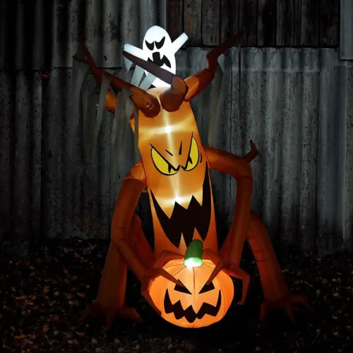 8 FT Height Halloween Inflatable Outdoor Ghost Tree with Pumpkin& Ghost