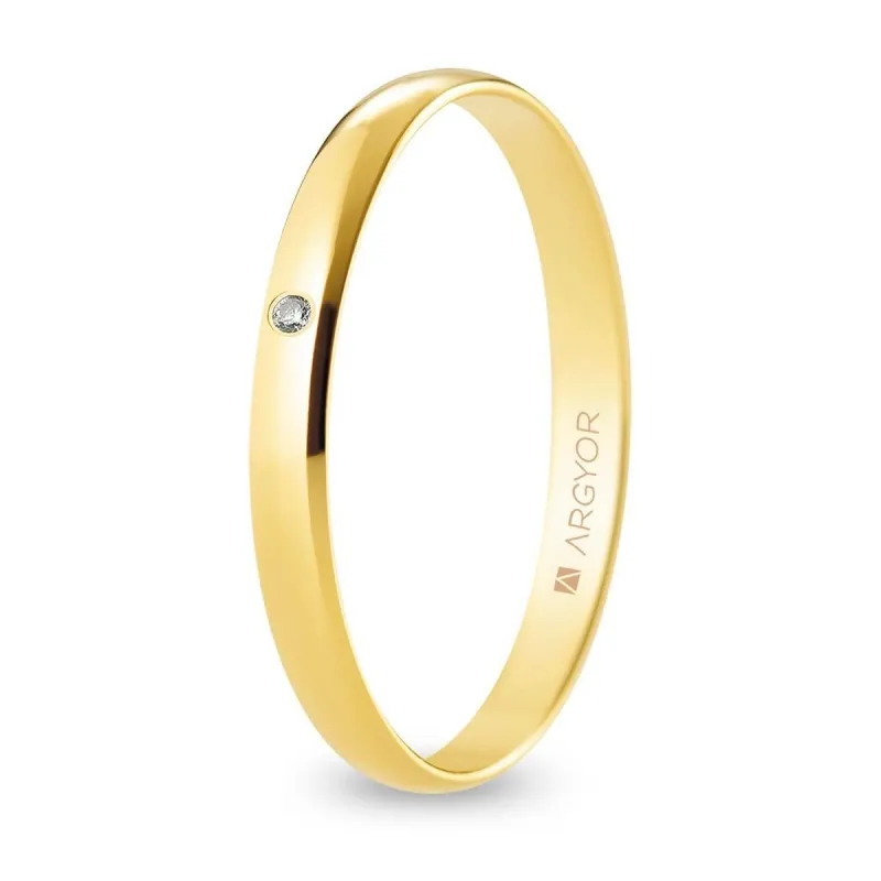Alianza "Argyor" Diamante/Pulida Oro 18k 2.5mm (A25RP1D)