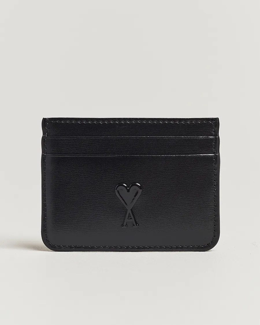 AMI Tonal Logo Leather Cardholder Black
