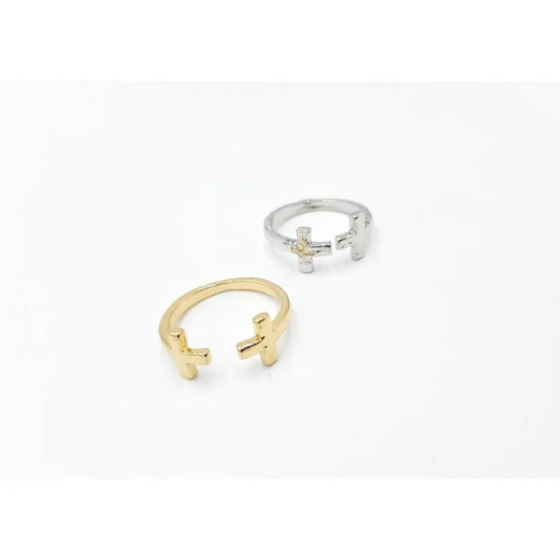 Anillo  Acero doble cruz