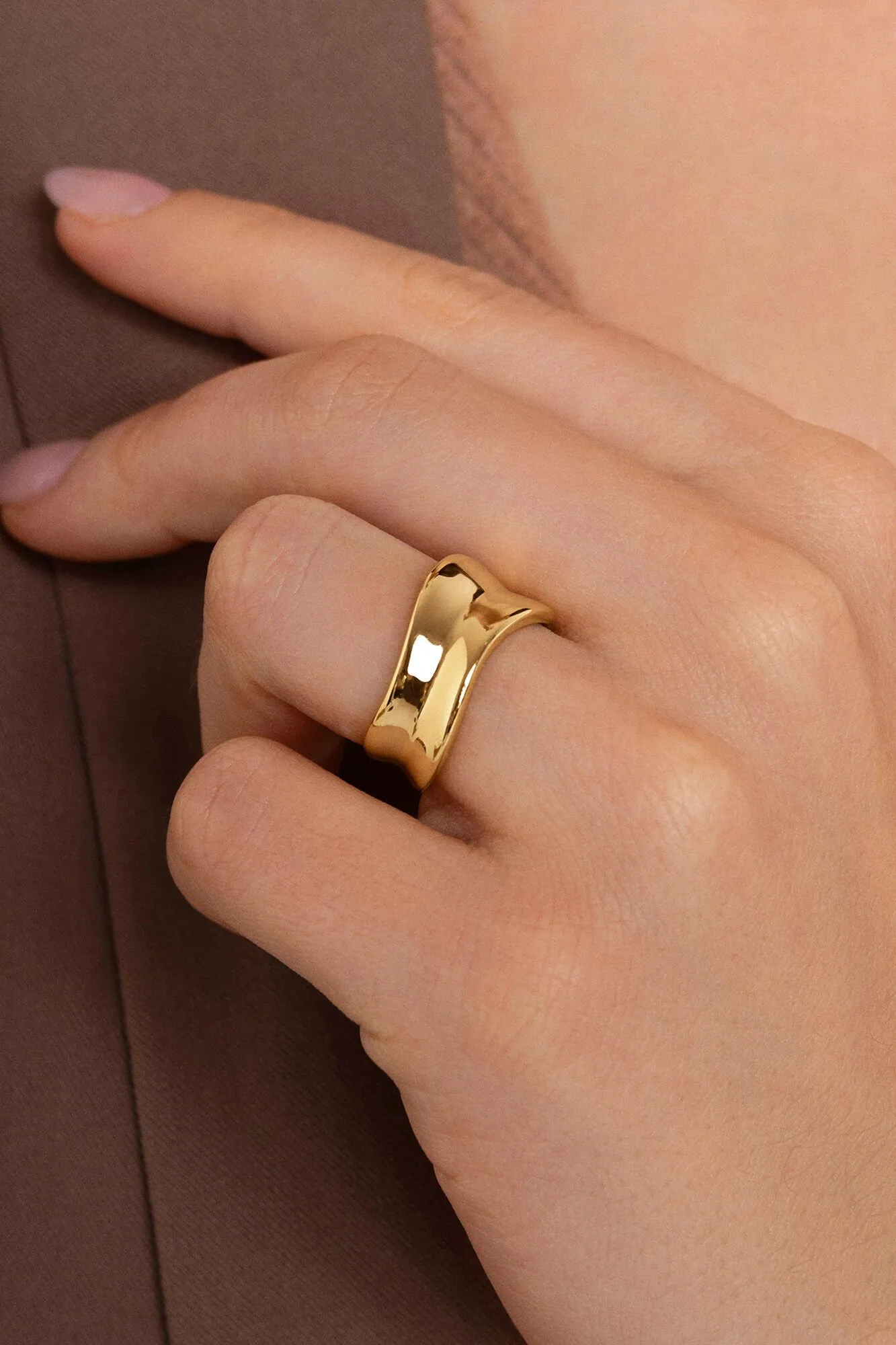 Anillo Aire Plata Baño Oro