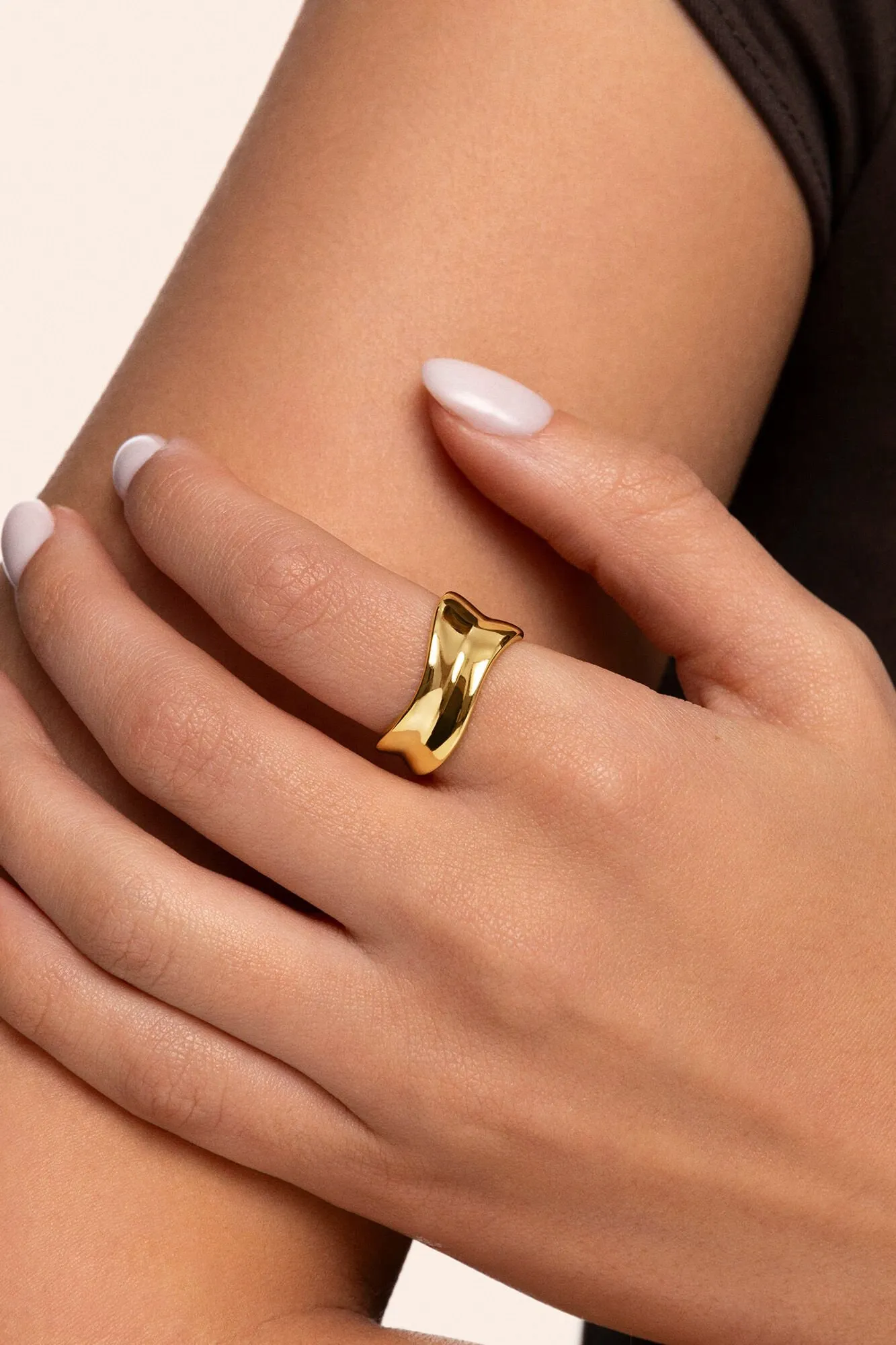 Anillo Aire Plata Baño Oro