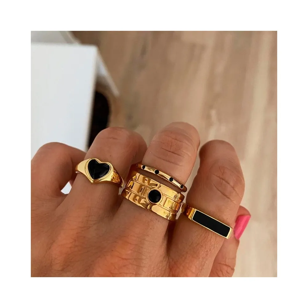 Anillo Aroa Negro Oro