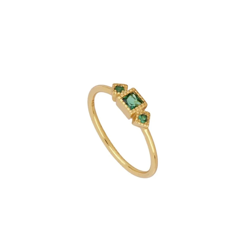 Anillo Bateau Emerald Oro