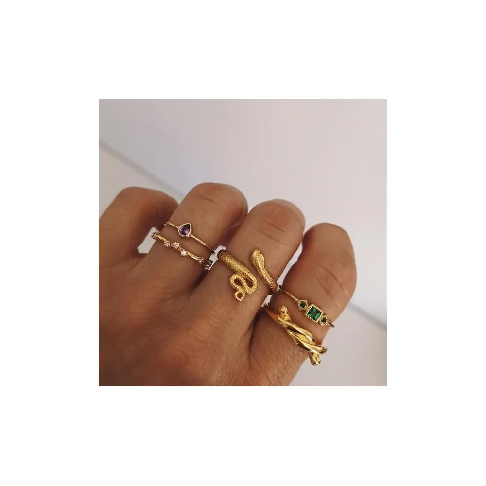 Anillo Bateau Emerald Oro