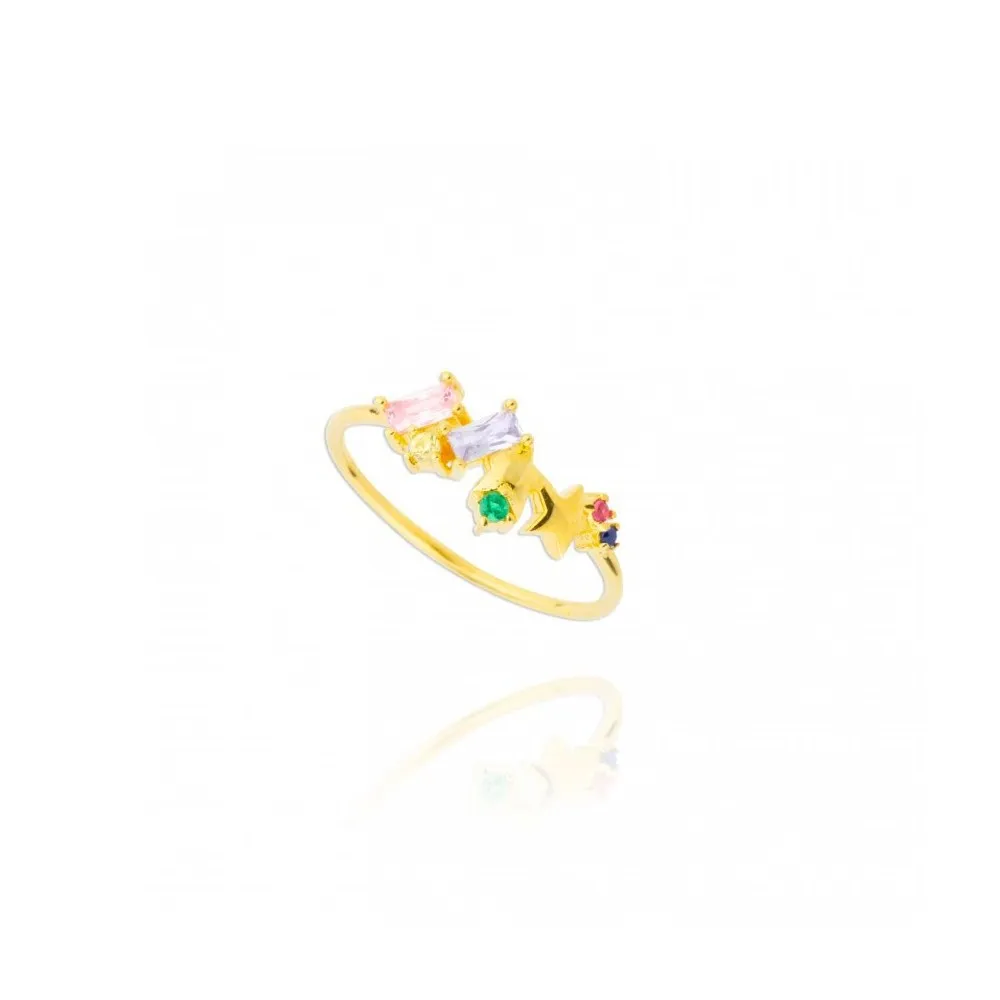 Anillo Camelia Stars Multicolor Oro