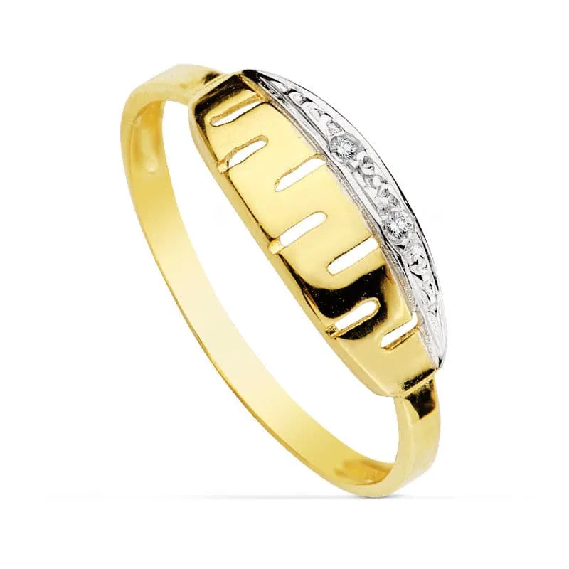 Anillo comunión oro nia bicolor
