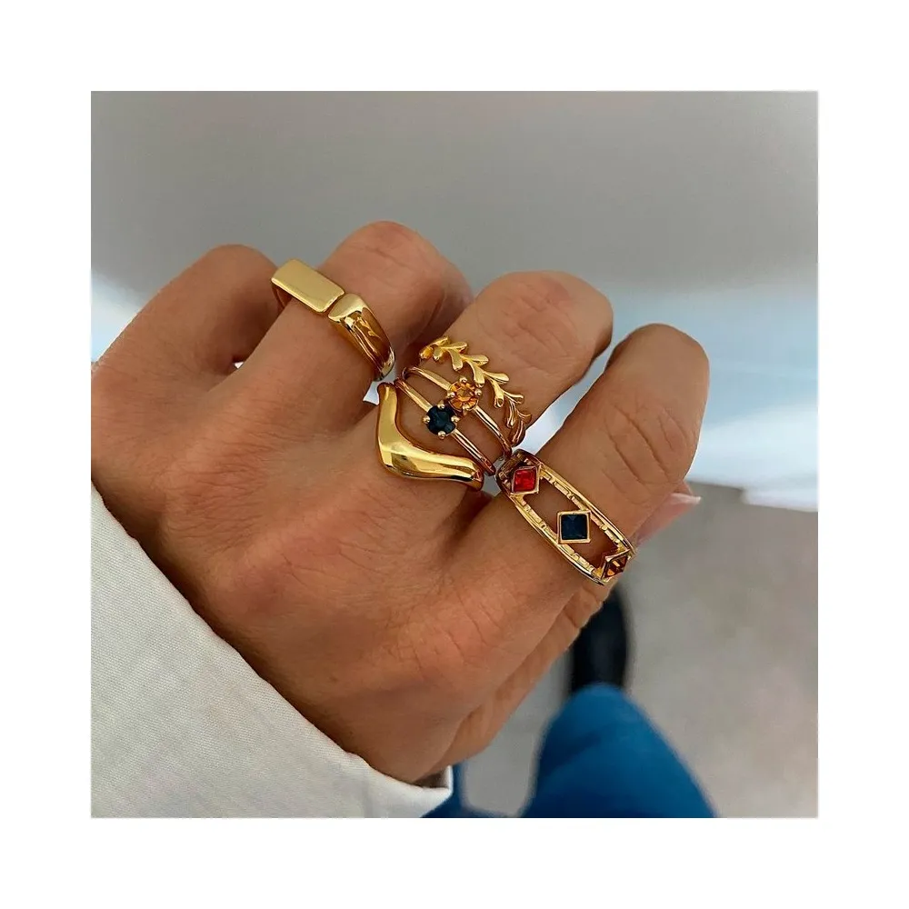 Anillo Dunya Azul Zafiro Oro