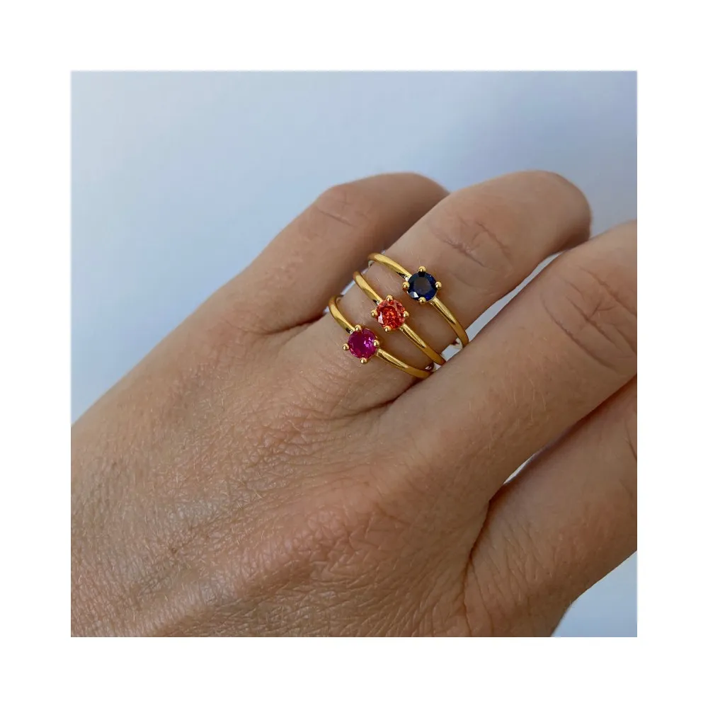 Anillo Dunya Azul Zafiro Oro