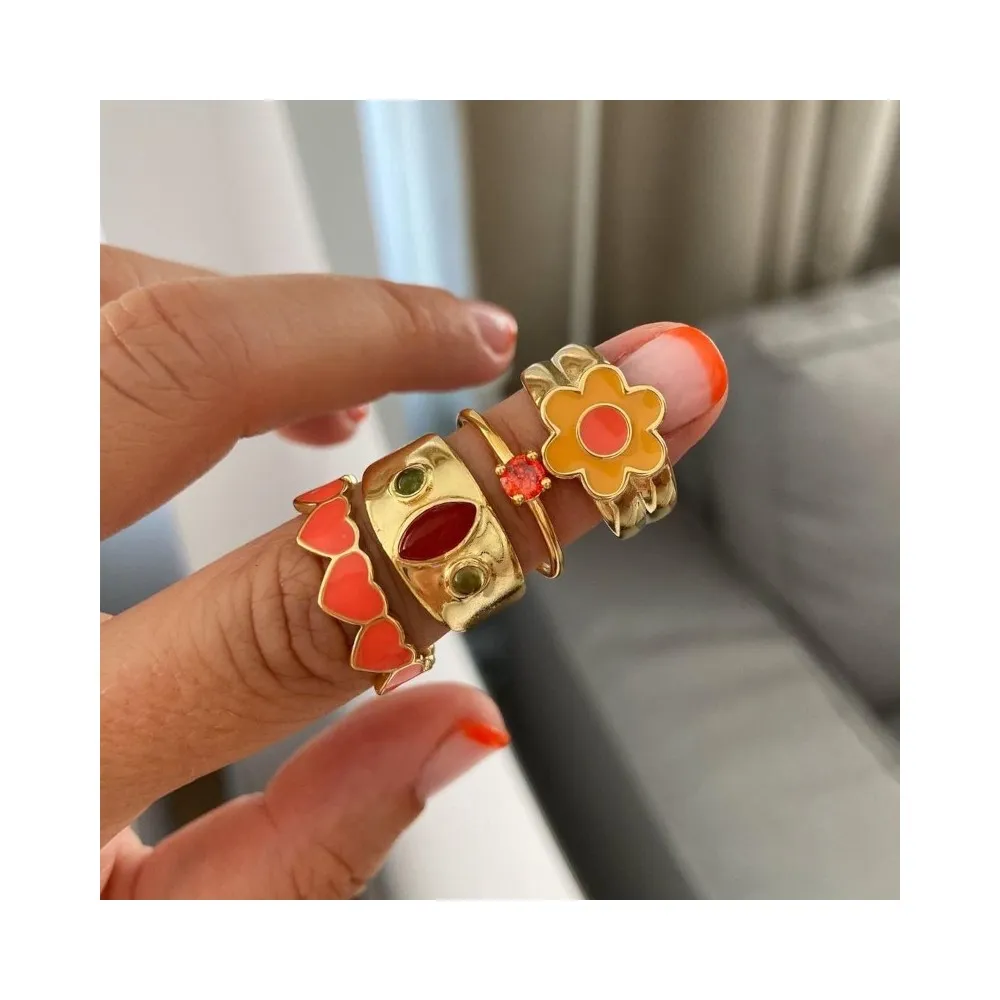 Anillo Dunya Naranja Oro