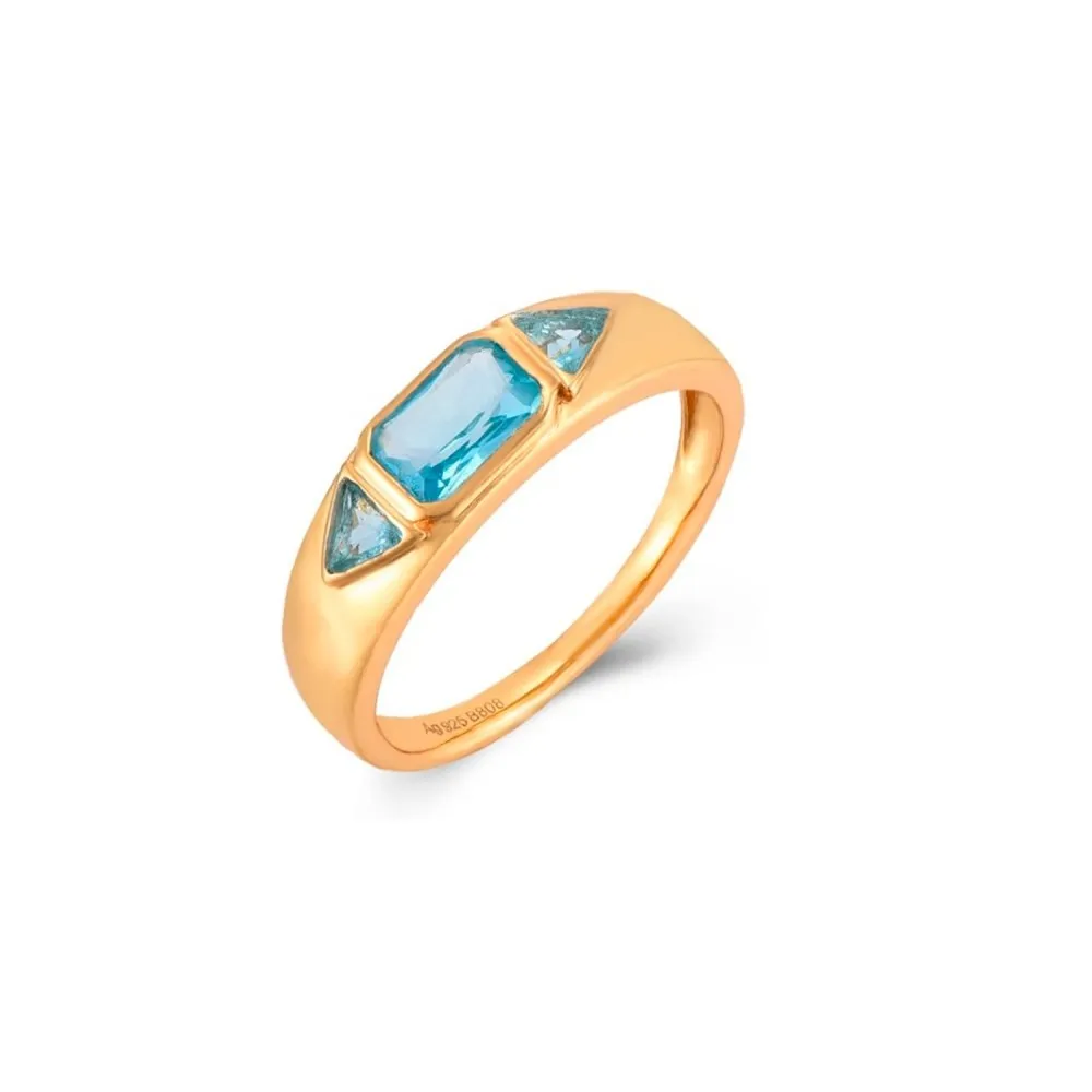 Anillo Inka Topacio Azul Oro