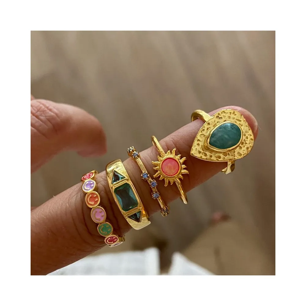 Anillo Inka Topacio Azul Oro